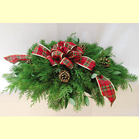 Coastal Holiday Centerpiece with Plaid Bow