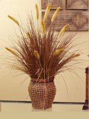 Brown Grasses with Willow in Basket Weave Planter