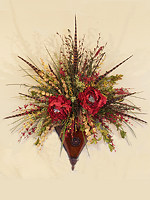 Wildflower Wall Sconce with Feathers and Peonies