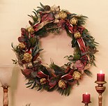 28"Elegant Artichoke and Berry Wreath with Olive Ribbon