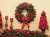 Red Apple Christmas Wreath and Swag