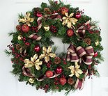 24" Wine and Gold Holiday Wreath