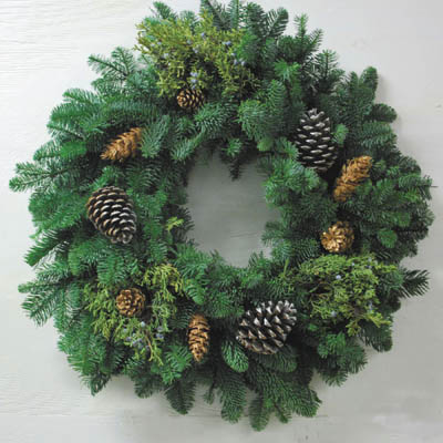 24" Fresh Rustic Holiday Wreath