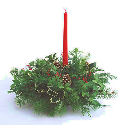 Coastal Holiday Centerpiece with Candle (Fresh)