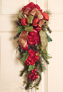 Red and Green Holiday Hydrangea Door Swag 
