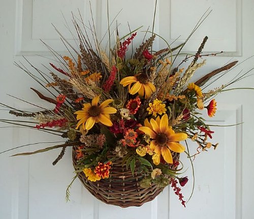 16" Autumn Floral Wall Basket