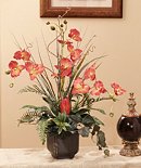 Red Phalaenopsis Silk Orchid with Grasses