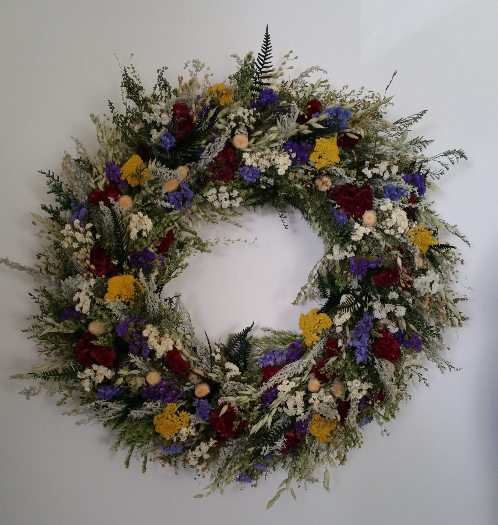 Dried Wildflowers and Grasses Vine Wreath (Pinks)