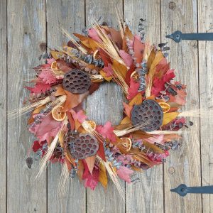 Fall Harvest Wreath with Lotus Pods
