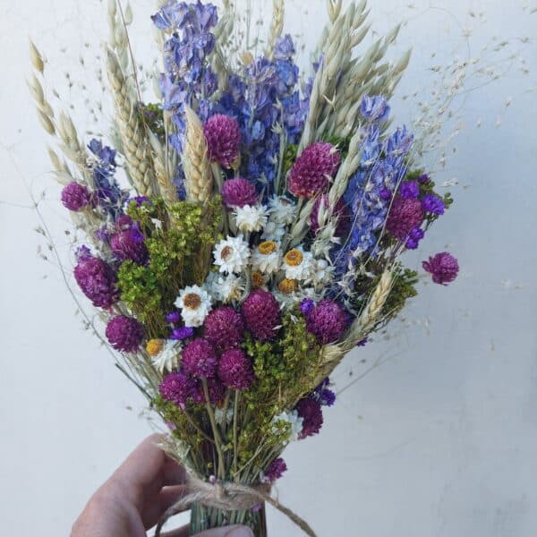 Purple Dried Flowers and Grasses Bouquet
