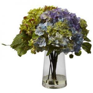 Hydrangea w/ Glass Vase Arrangement