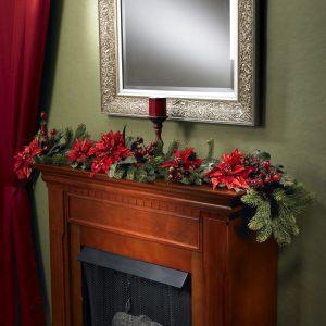 Holiday Berry and Poinsettia Garland