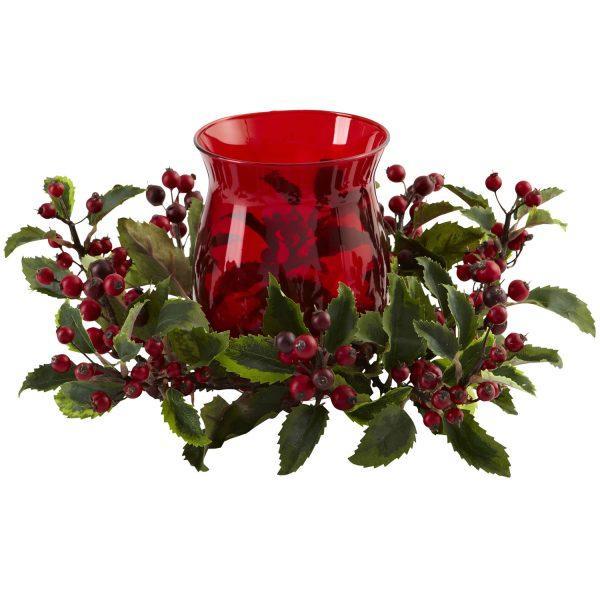 Winter Holly Berry Candleabrum