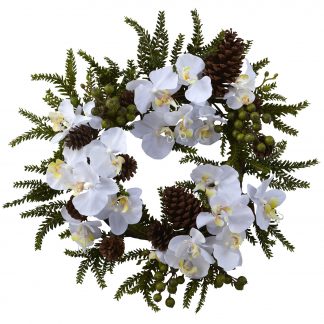 White Orchid & Pine Wreath