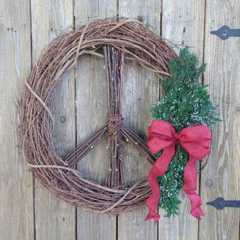 Holiday Peace Sign Wreath Juniper Pine